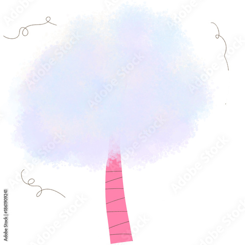 Soft pink Tree Illustration in Pastel Watercolor Style
