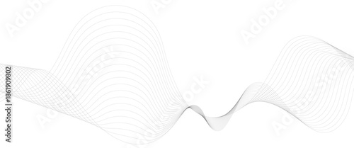 Minimalist Abstract Gray Wave Line Vector Design on White Background Featuring Smooth Curves, Linear Motion, and Contemporary Visual Aesthetics.