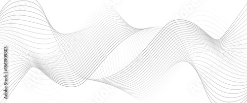 Minimalist Abstract Gray Wave Line Vector Design on White Background Featuring Smooth Curves, Linear Motion, and Contemporary Visual Aesthetics.