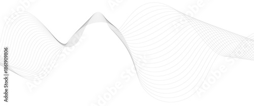 Minimalist Abstract Gray Wave Line Vector Design on White Background Featuring Smooth Curves, Linear Motion, and Contemporary Visual Aesthetics.