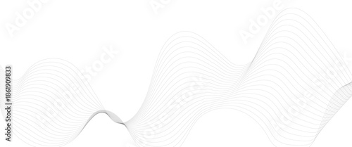 Minimalist Abstract Gray Wave Line Vector Design on White Background Featuring Smooth Curves, Linear Motion, and Contemporary Visual Aesthetics.