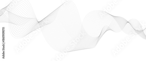 Minimalist Abstract Gray Wave Line Vector Design on White Background Featuring Smooth Curves, Linear Motion, and Contemporary Visual Aesthetics.