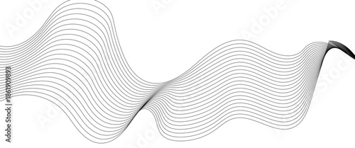 Minimalist Abstract Gray Wave Line Vector Design on White Background Featuring Smooth Curves, Linear Motion, and Contemporary Visual Aesthetics.