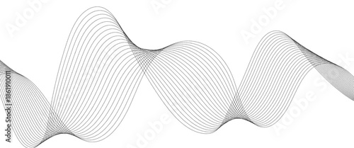 Minimalist Abstract Gray Wave Line Vector Design on White Background Featuring Smooth Curves, Linear Motion, and Contemporary Visual Aesthetics.