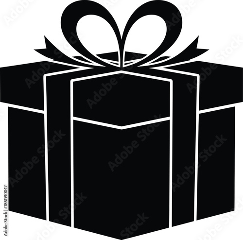 Elegant black gift box with bow