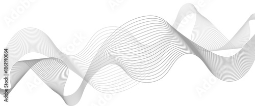 Minimalist Abstract Gray Wave Line Vector Design on White Background Featuring Smooth Curves, Linear Motion, and Contemporary Visual Aesthetics.