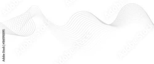 Minimalist Abstract Gray Wave Line Vector Design on White Background Featuring Smooth Curves, Linear Motion, and Contemporary Visual Aesthetics.
