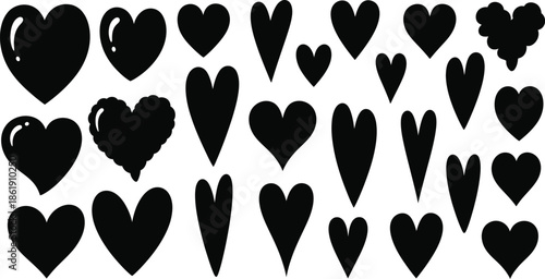 Collection of black heart shapes