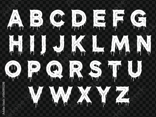 Gothic dripping alphabet letters