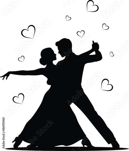 Couple dancing with hearts