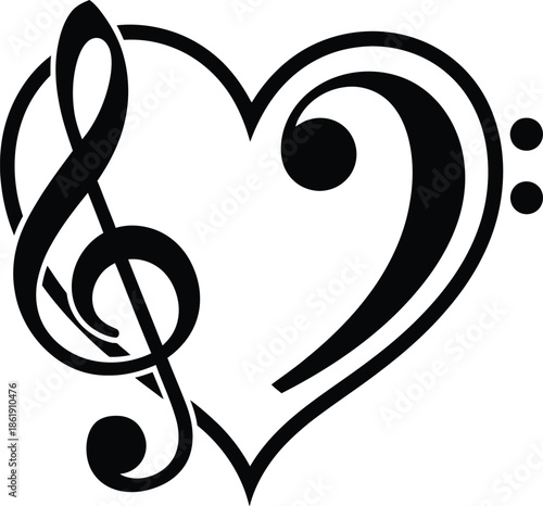 Heart shaped treble clef