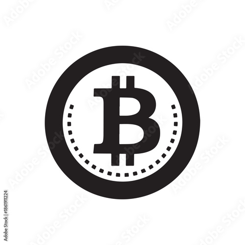Minimalist Black and White Fast Bitcoin Crypto Currency Digital Transaction Logo Design.