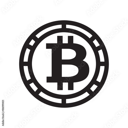 Minimalist Black and White Fast Bitcoin Crypto Currency Digital Transaction Logo Design.