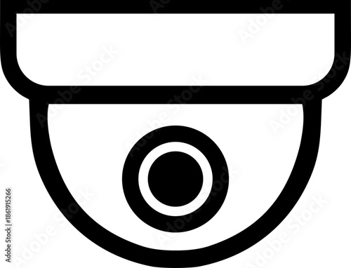 Dome Security Camera Icon - Minimalist Black Outline Surveillance and Monitoring Symbol