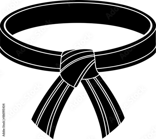 Martial arts black belt with knot symbolizing expertise, discipline, and achievement in combat sports training and ranking