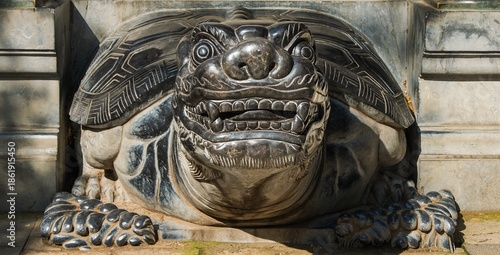 Asia, China, Luoyang, Shaolin Kung Fu Temple, ancient stone carving