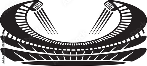 Football stadium floodlights icon, soccer arena lighting silhouette for night match and sports event illustration