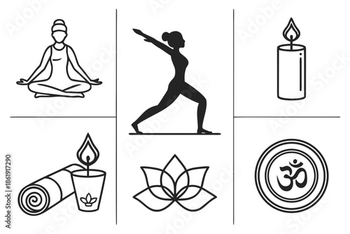 Symbols of serenity and wellness isolated on white background, Vector