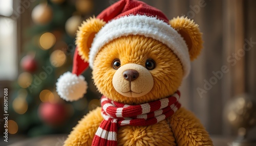 Wallpaper Mural Fuzzy Teddy Bear Festive Christmas Torontodigital.ca