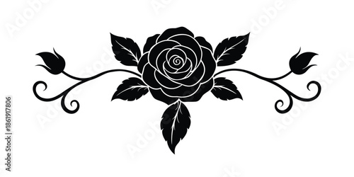 vintage rose ornament with curved stems and petals