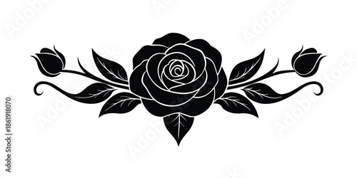 vintage rose ornament with curved stems and petals