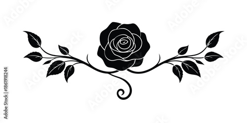 vintage rose ornament with curved stems and petals