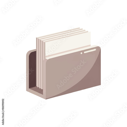 Flat design vector icon representing a neatly organized document holder with multiple papers, symbolizing efficient office management and data organization strategies for professional use