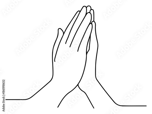 Praying Hands Line Art Vector Illustration – Minimal Prayer Gesture Outline