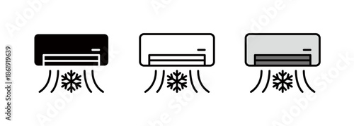 Air conditioner and cooling icons, air conditioner cleaning