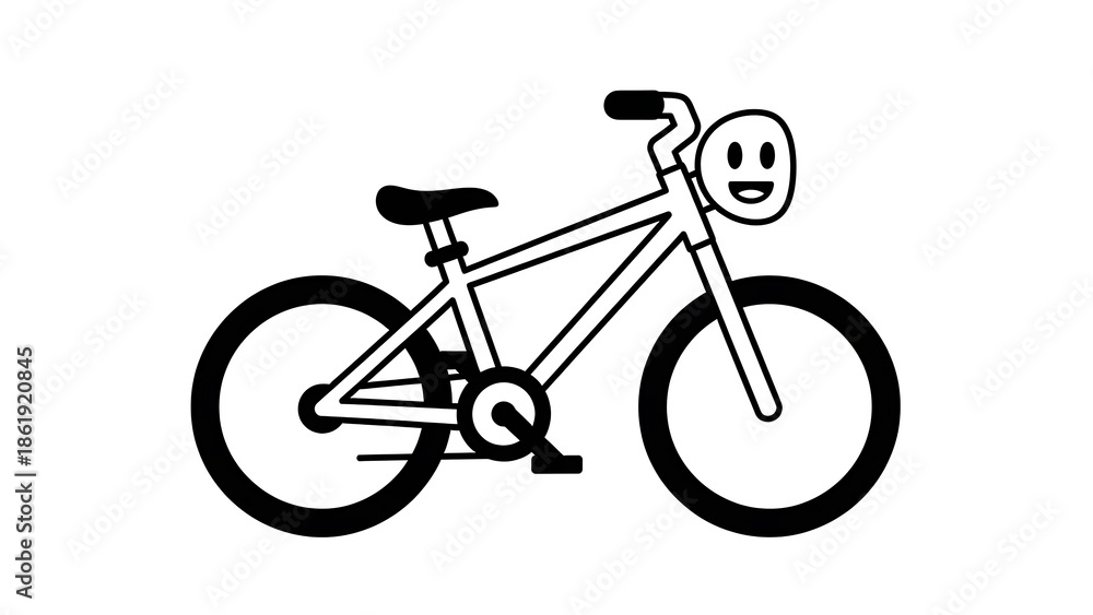 Fototapeta premium Simple Black and White Bicycle Illustration.
