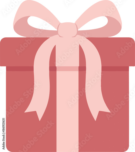  Flat vector illustration of a gift box with ribbon, valentine object, minimal flat style.