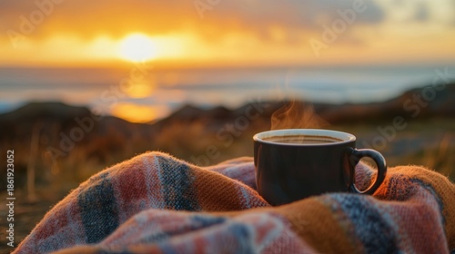 Wallpaper Mural Morning of January st: coffee, blanket, and sunrise . Torontodigital.ca