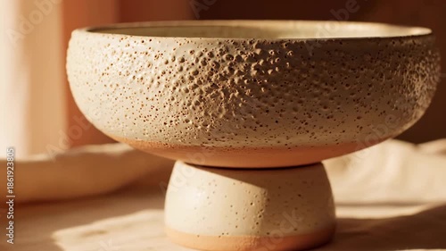 Wallpaper Mural Textured Ceramic Pedestal Bowl with Soft Lighting. Torontodigital.ca