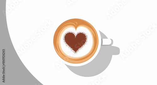 A cup of coffee with a heart shape made of cinnamon on top.