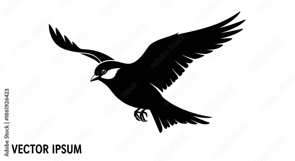 Obraz premium Graceful Flying Bird Vector Silhouette Design