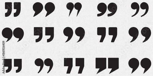 Quotations, Set of quote mark. Quotes icon vector set. Quote marks outline, speech marks, inverted commas or talking marks collection. Talk bubble speech icon. Black quotes icon. Vector illustration 