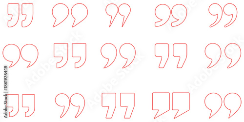 Quotations, Set of quote mark. Quotes icon vector set. Quote marks outline, speech marks, inverted commas or talking marks collection. Talk bubble speech icon. Black quotes icon. Vector illustration 