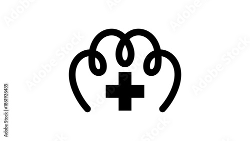 Veterinary care logo, black isolated silhouette