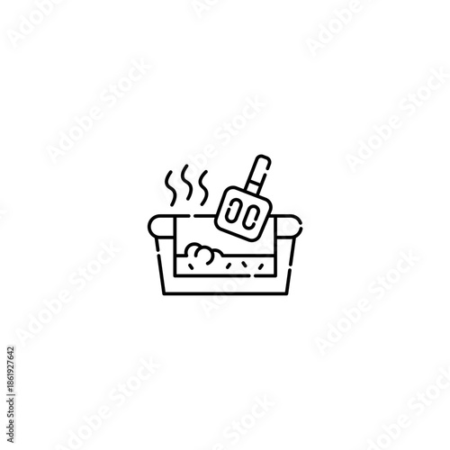 Cat litter box icon, Pet Symbol Outline icon Transparent background Editable Stroke
