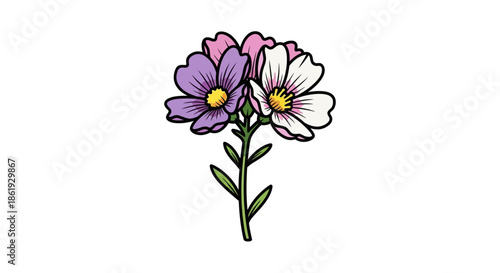 Vibrant Protea Flower Illustration on White Background