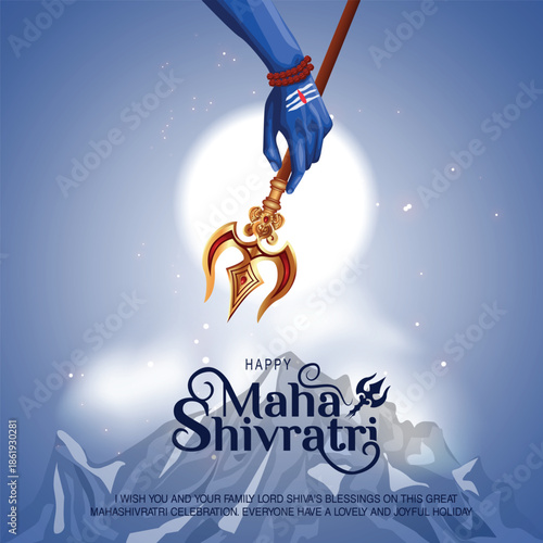 happy maha Shivratri, a Hindu festival celebrated of lord shiva night, english calligraphy. abstract vector illustration design