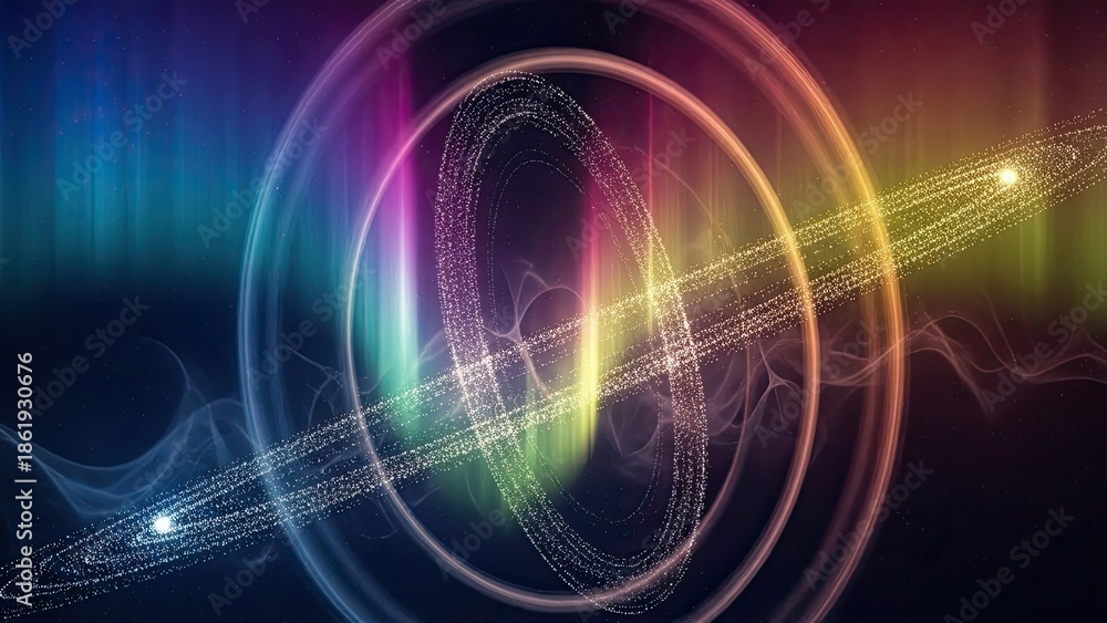 Obraz premium Vibrant neon light waves and swirling energy patterns in abstract digital art scene