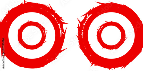 Brush red stroke circle frame, hand drawn rough scribble texture effect red circle,  sport art good nice old