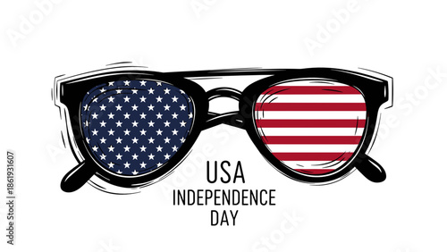 Sunglasses displaying USA flag for Independence Day celebration