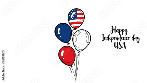 Balloons in USA flag colors for Happy Independence Day celebration