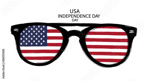 Sunglasses reflecting USA flag design for Independence Day celebration