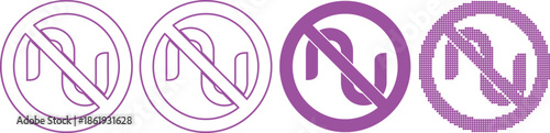 Four different purple prohibition signs on white background