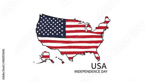 Map of the USA with flag design for Independence Day celebration