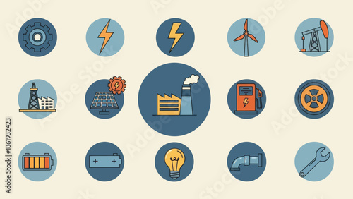 Collection of Energy Icons and Symbols.