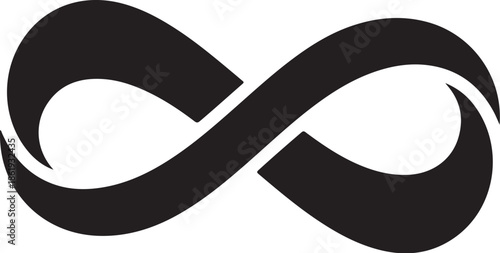 A stylized black infinity symbol on white